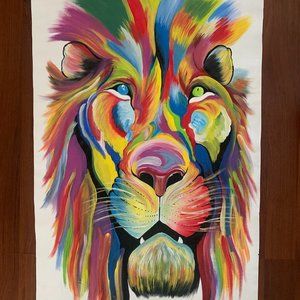 Lion Canvas Art Lion wall art Original Lion Head Painting Gallery Wall Set Large